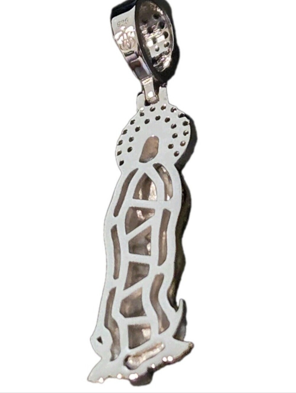 14k Gold Vermeil MOISSANITE Virgin Mary Pendant Over 925 Silver NEW - Picture 8 of 10